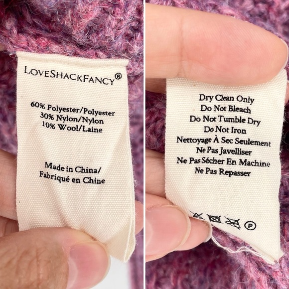 NWT LoveShackFancy Chunky Ridge Sweater with Floral Embroidery in Berry Size SM - Picture 15 of 15